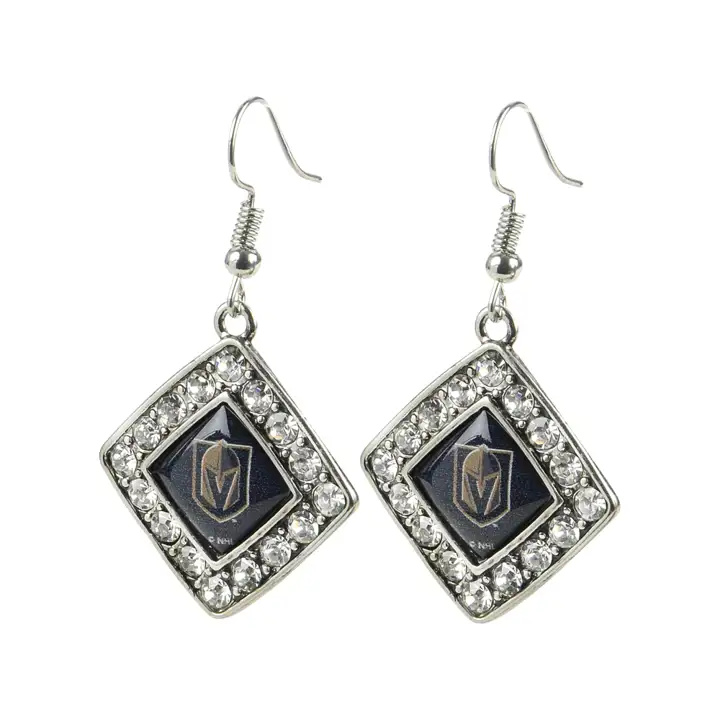 Boucles d'oreilles Vegas Golden Knights en cristal diamant argent/noir