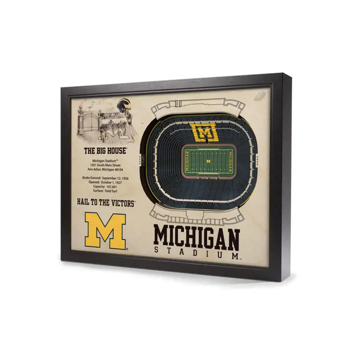 Tableau mural 3D Michigan Wolverines 25 couches Stadiumviews AST