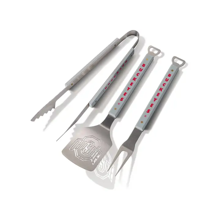 Série d'articles aux couleurs des Buckeyes de l'Ohio State – Ensemble de 3 ustensiles de barbecue AST