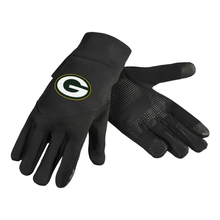 Green Bay Packers Gants de Texte Haut de Gamme en Néoprène Noir