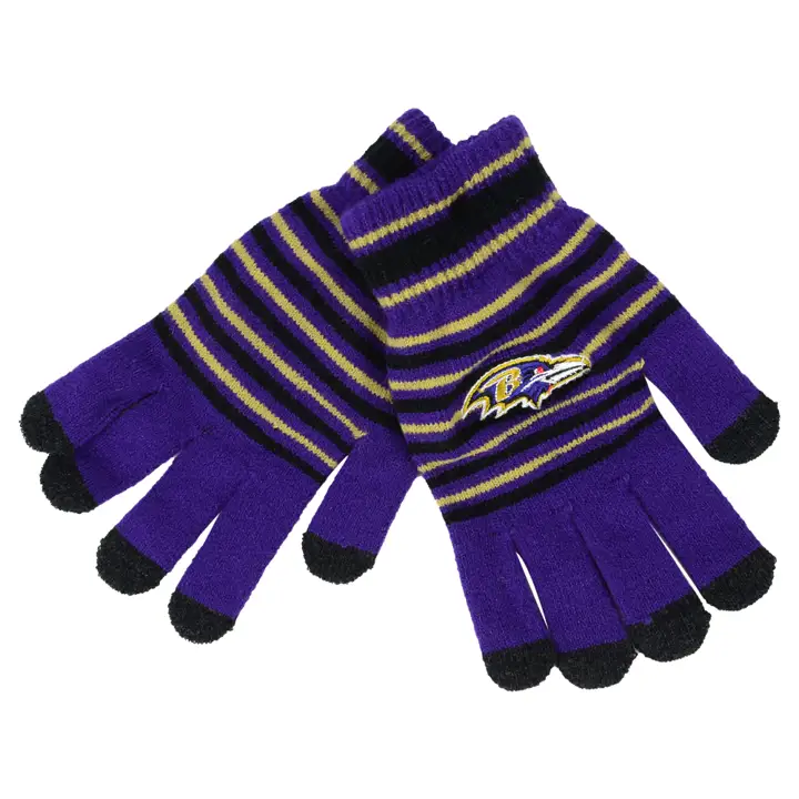 Gants en tricot acrylique à rayures Baltimore Ravens VIO/noi