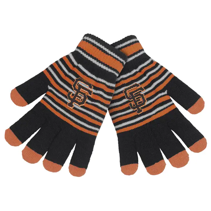 Gants tricotés à rayures en acrylique San Francisco Giants Noir/orange