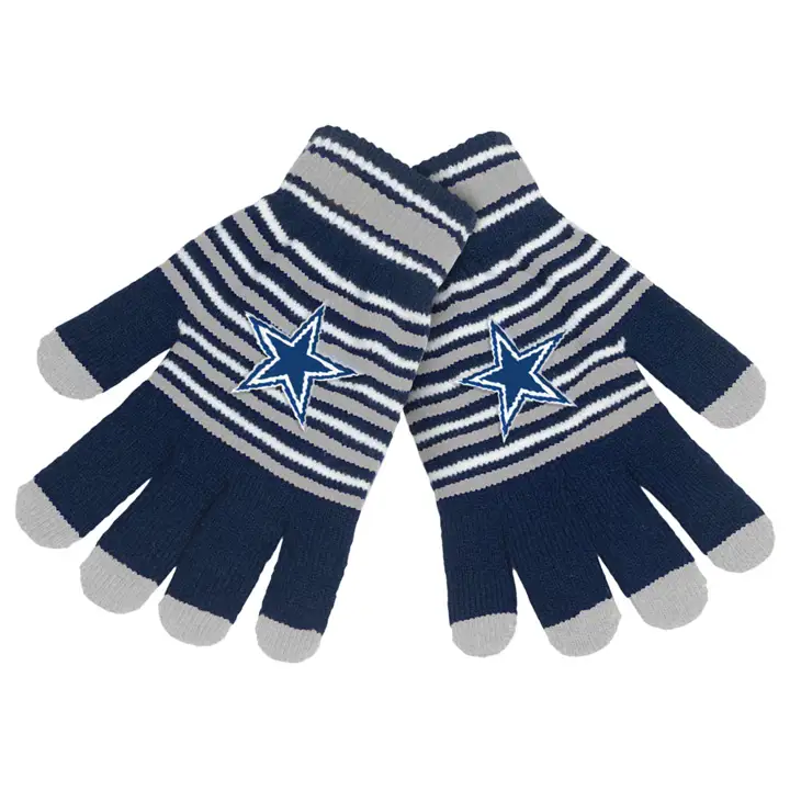 Dallas Cowboys Gant en tricot à rayures en acrylique BLEU MARINE/gris
