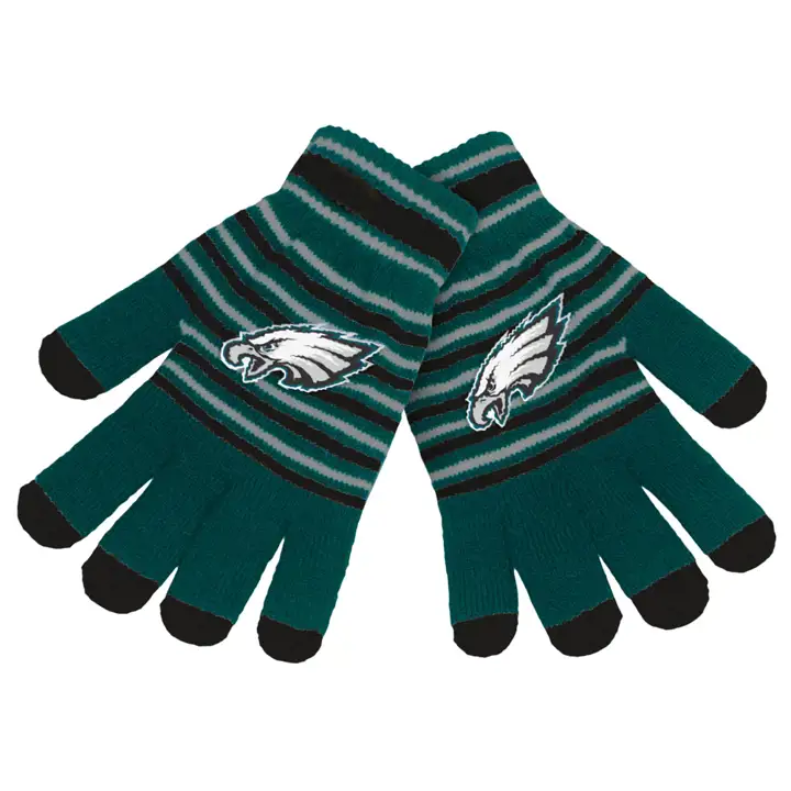 Gant en maille rayée acrylique Philadelphia Eagles vert/noir