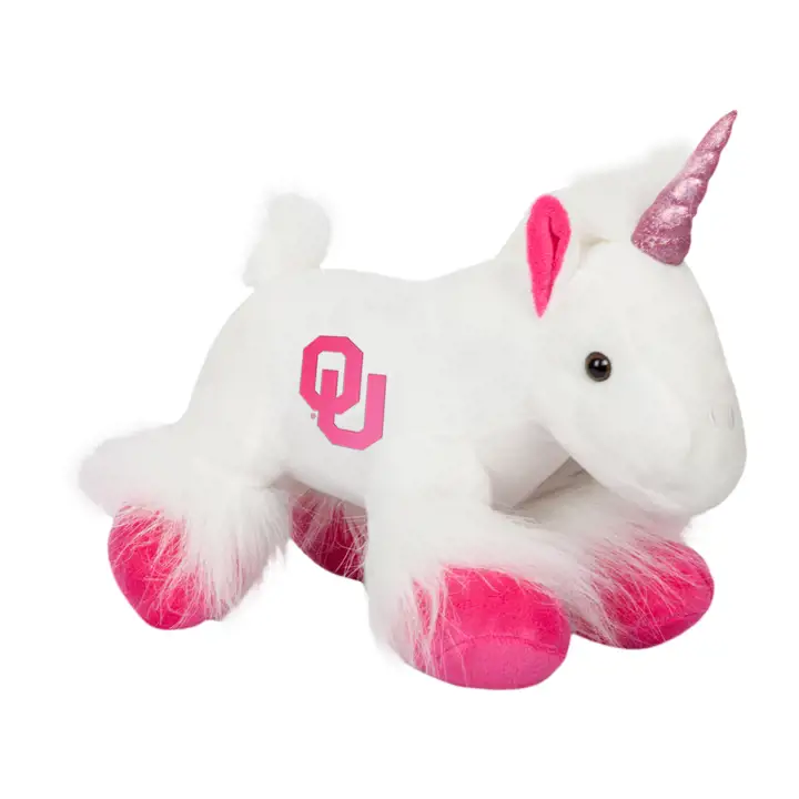 Licorne en peluche Oklahoma blanc/rose