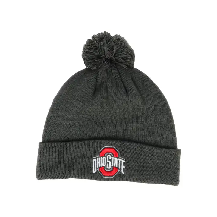 Bonnet à pompon NCAA Ohio State Buckeyes Core Charcoal