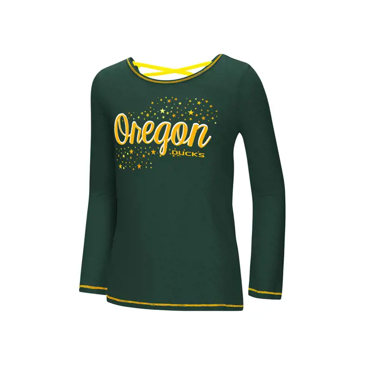 T-shirt à manches longues croisé Oregon Ducks NCAA pour jeunes filles