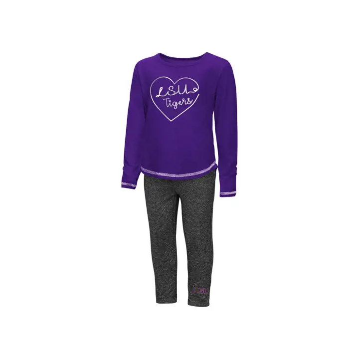 Ensemble legging L.S.U. NCAA pour tout-petites 18 HO18 VIOLET/GRIS CHINÉ/M