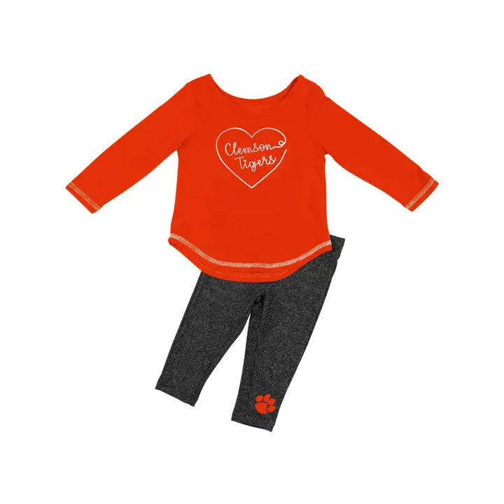 Ensemble legging Clemson Tigers NCAA pour nouveau-né fille 18 HO18 ORG/CH