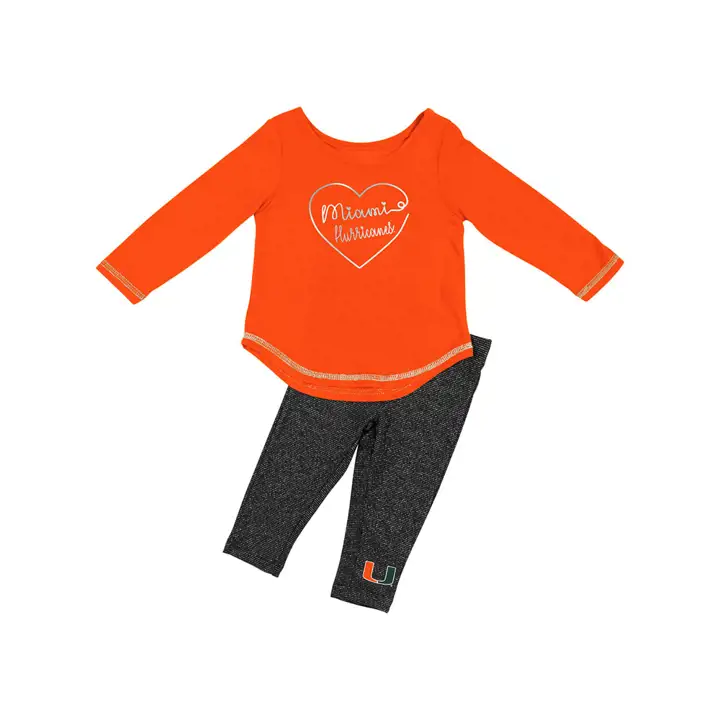 Ensemble legging Miami Hurricanes NCAA pour bébés filles 18 HO18 org/b