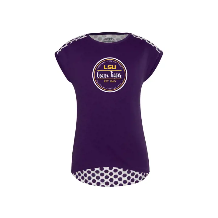 LSU NCAA T-shirt à pois Megan pour tout-petits filles 18 pur/bla