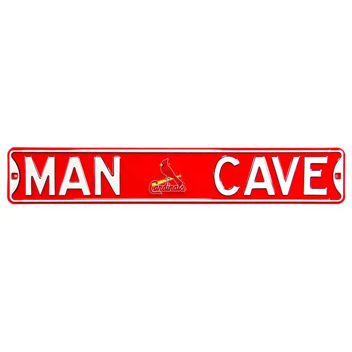 Panneau de rue authentique des St. Louis Cardinals - Grotte d'homme