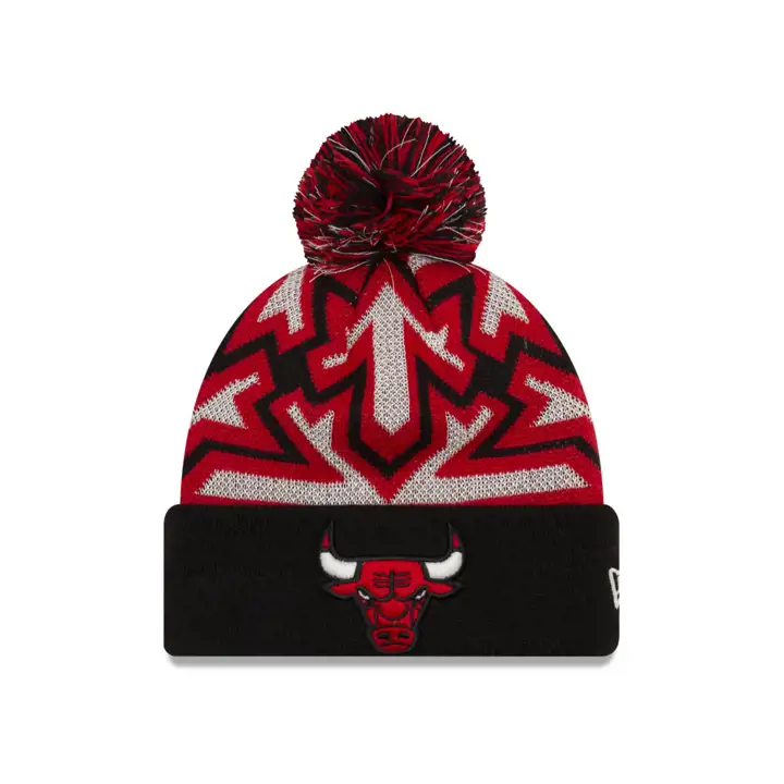 Chicago Bulls NBA Bonnet revers lumineux avec pompon NOIR/rouge
