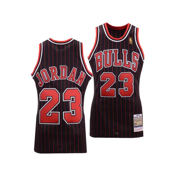 Maillot authentique M&N des Bulls de la NBA Michael Jordan noir/rouge