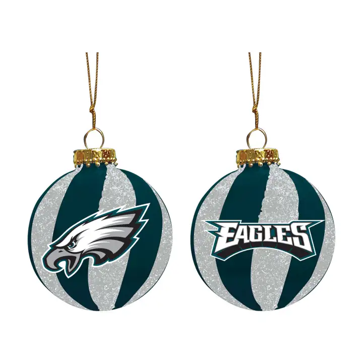 Philadelphia Eagles Boule de Noël en verre pailleté 3 po AST