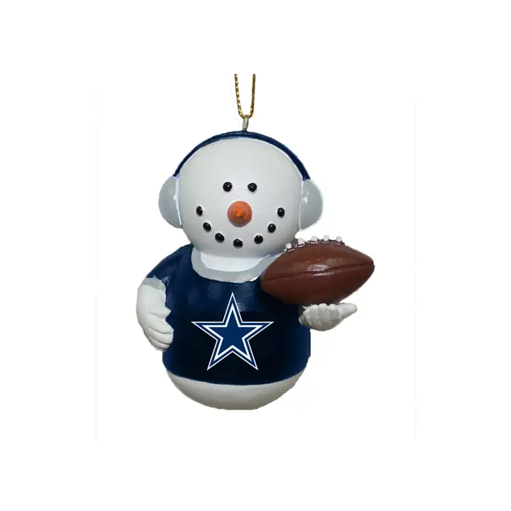 Bonhomme de neige des Cowboys de Dallas avec cache-oreilles, ornement AST