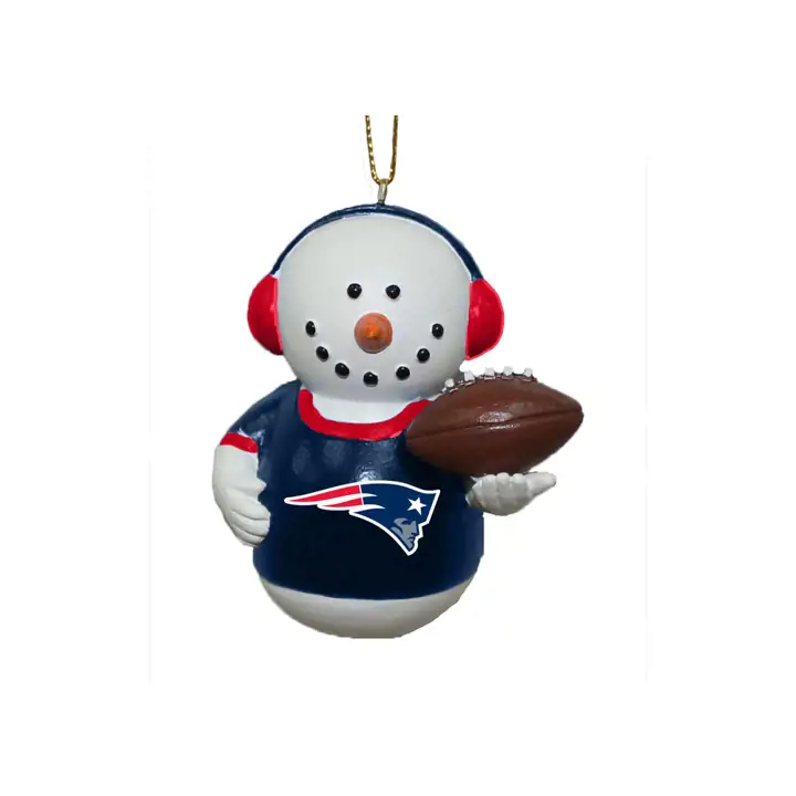 Décoration Bonhomme de neige Patriots de la Nouvelle-Angleterre avec cache-oreilles AST