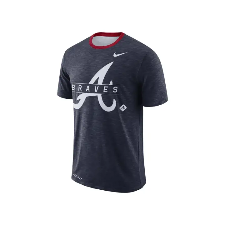 T-shirt à logo rayé en slub dry MLB Atlanta Braves BLEU MARINE
