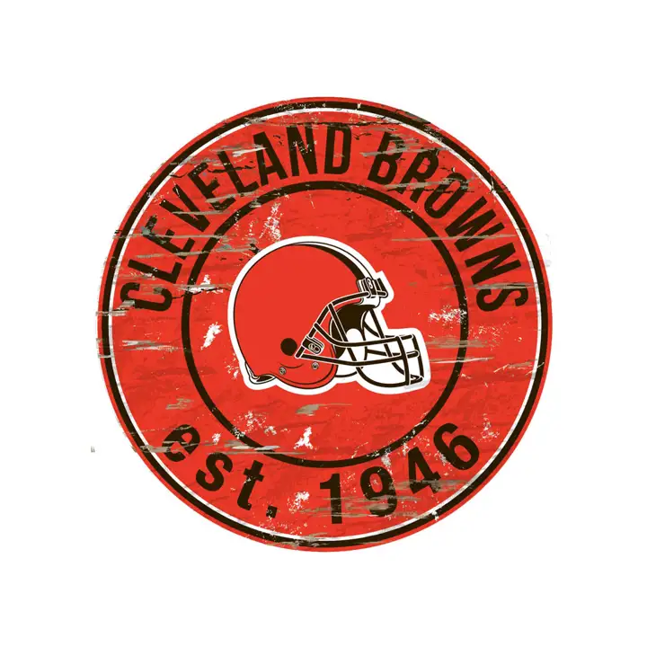 Panneau rond vieilli CLEVELAND BROWNS ast