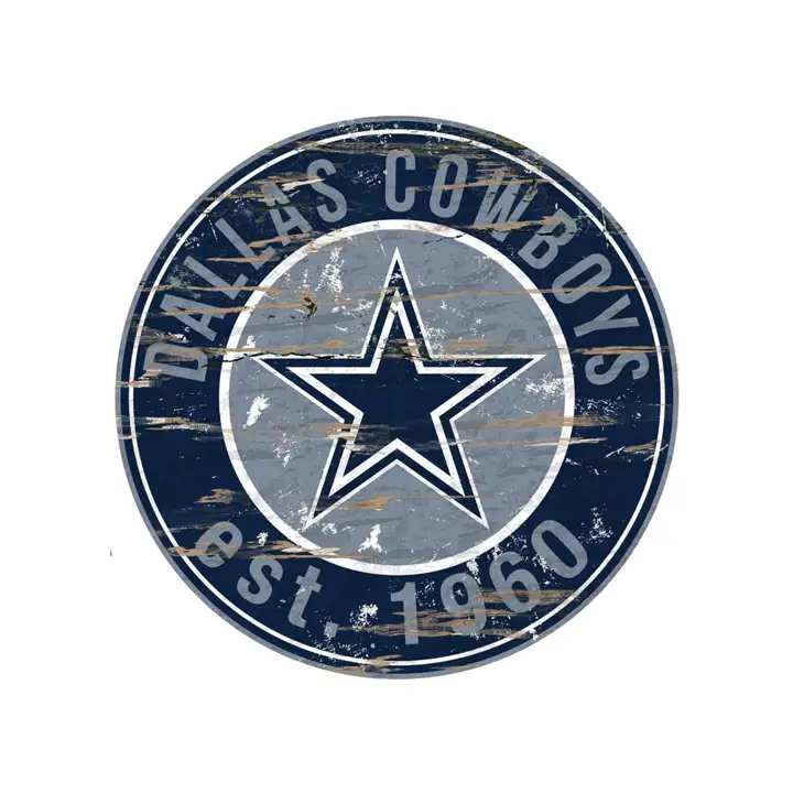 Enseigne ronde vieillie DALLAS COWBOYS