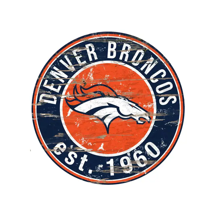 Panneau rond vieilli DENVER BRONCOS