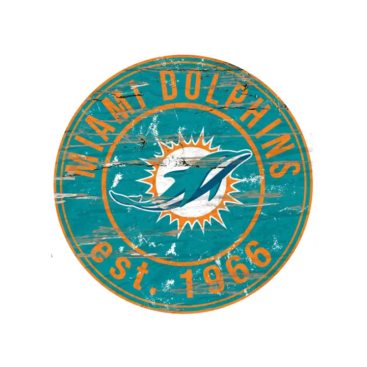 Enseigne ronde vieillie MIAMI DOLPHINS ast