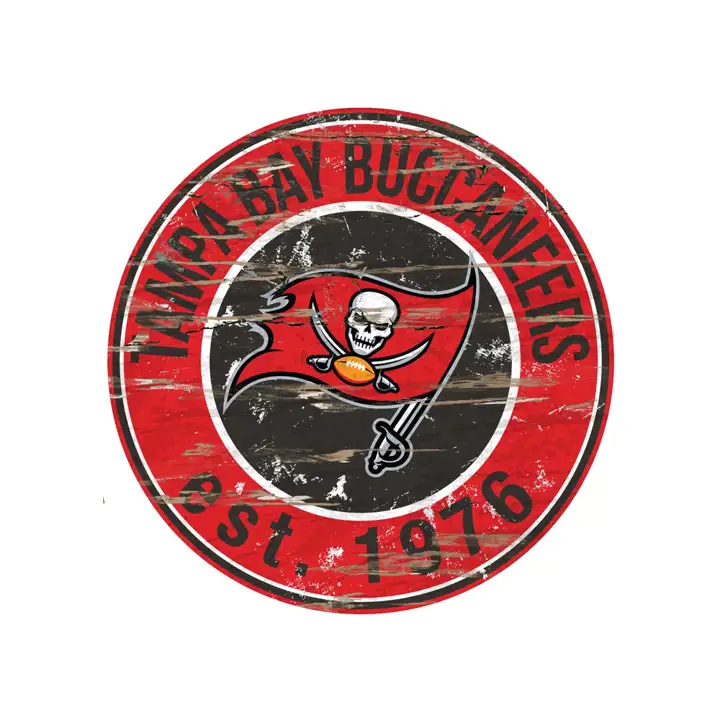 Enseigne ronde vieillie TAMPA BAY BUCCANEERS