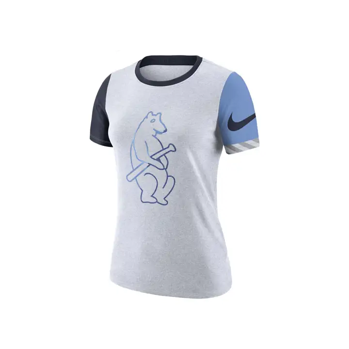 T-shirt ras du cou en coton flammé avec logo CUBS MLB femme 19 blanc/bleu