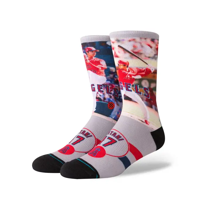 Chaussettes d'équipage LA Angels MLB Joueur Shohei Ohtani blc/rouge/noir