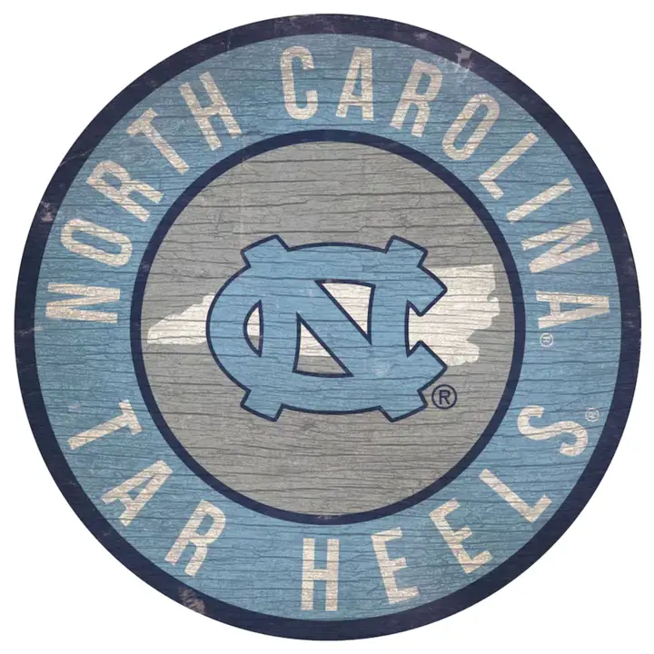 Panneau Circulaire 12 po Caroline du Nord Tar Heels avec Silhouette de l'État ast