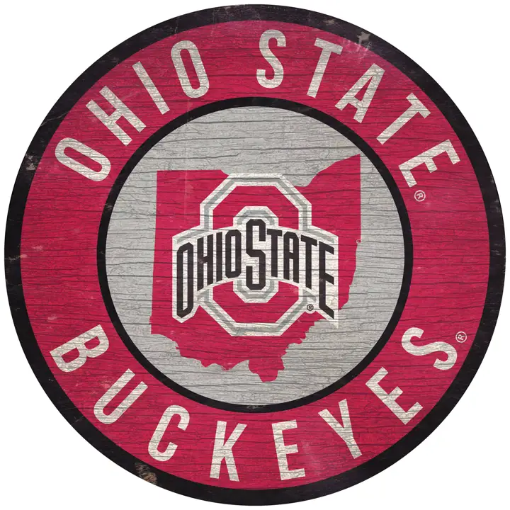 Ohio State Buckeyes Panneau circulaire de 12 po avec forme de l'État