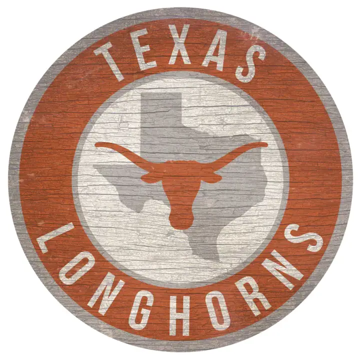 Panneau Texas Longhorns rond 12 po. avec forme de l'état