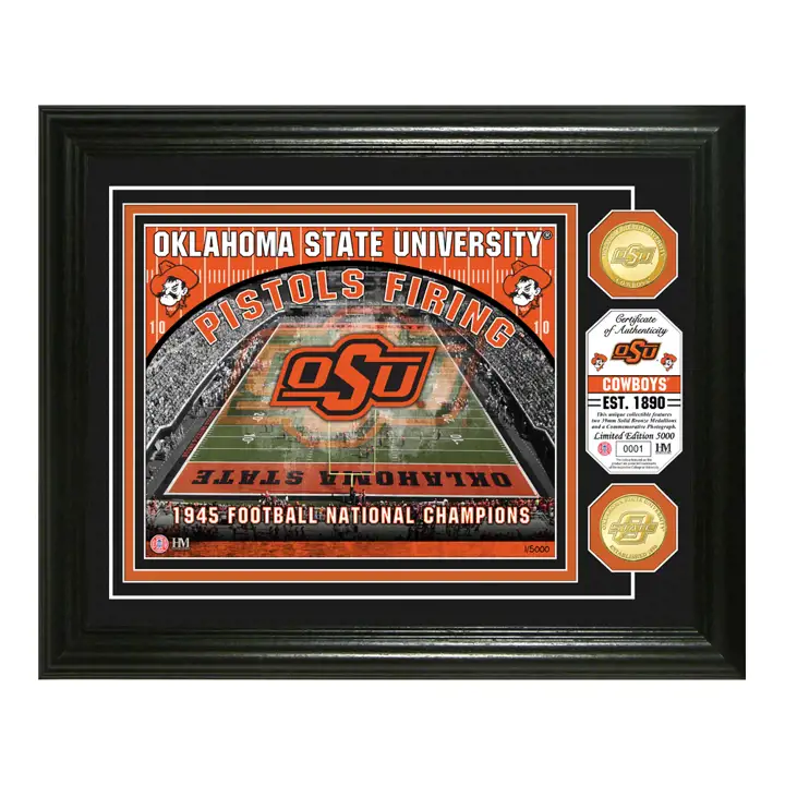 Pièce commémorative en bronze des Cowboys de l'Oklahoma State avec photo