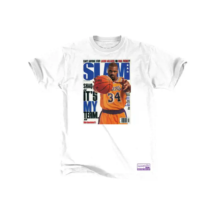 LAKERS MN T-shirt couverture Slam Shaquille O'Neal blc