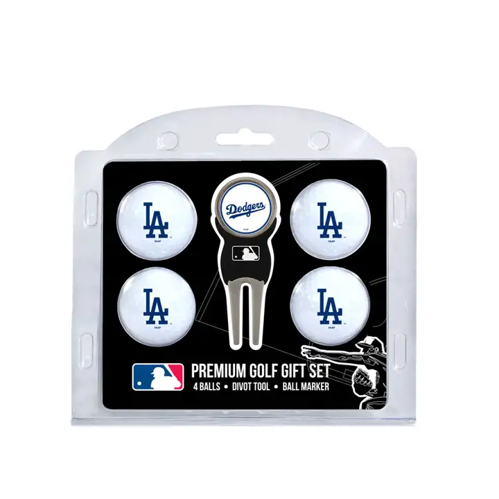 Lot de 4 balles de golf et d'un outil de réparation de divots Los Angeles Dodgers Ast