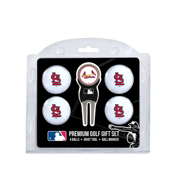 St. Louis Cardinals 4 balles de golf et kit outil de réparation de divots Ast