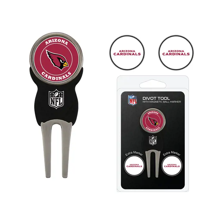 Pack d'outils de réparation Arizona Cardinals avec 3 marqueurs de balle de golf