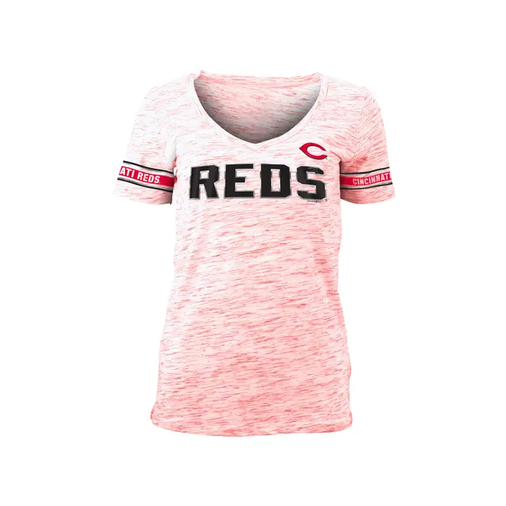 T-shirt femme Cincinnati MLB en fil teint chiné 19 ROUGE