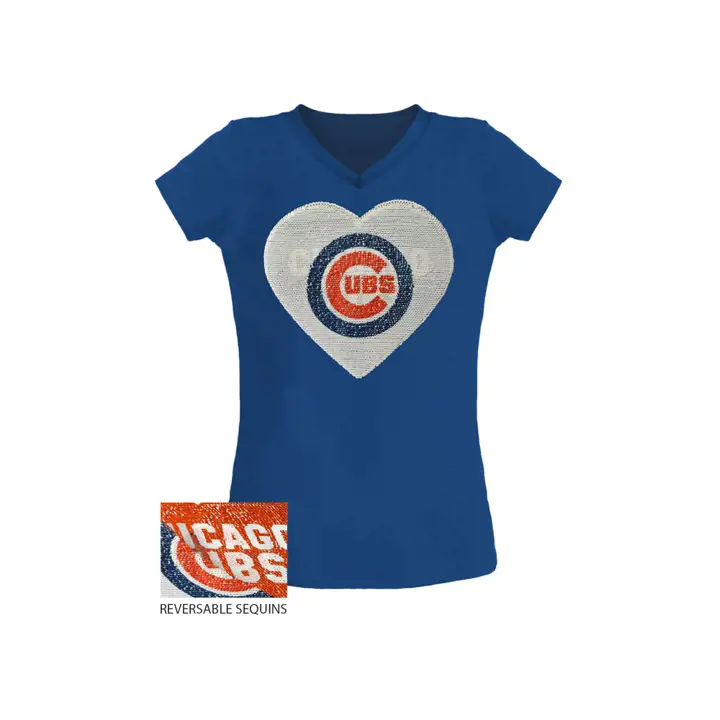 T-shirt à sequins réversibles Chicago Cubs MLB pour filles 19 RBL