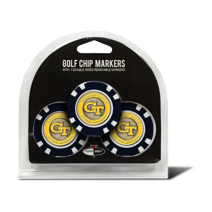 Georgia Tech Yellow Jackets Lot de 3 marqueurs de balles de golf