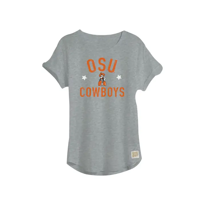 T-shirt pour jeune fille à manches retroussées NCAA Oklahoma State 18  H-Gris