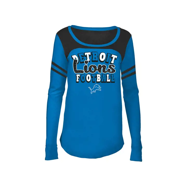 T-shirt manches longues à rayures pour jeunes filles NFL Detroit Lions