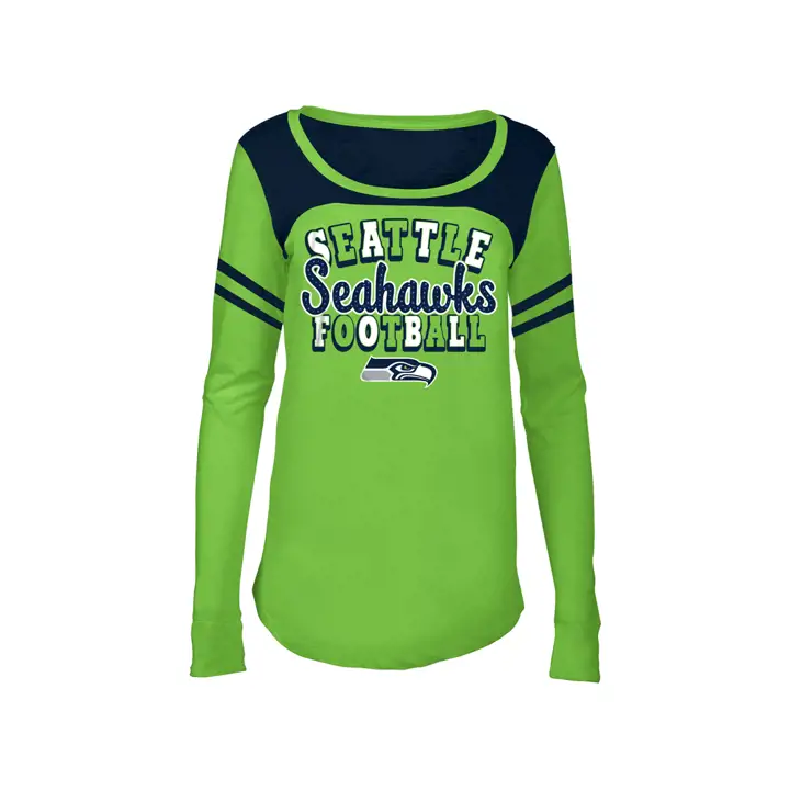 T-shirt à manches longues rayé sur les manches pour jeunes filles NFL Seattle Seahawks