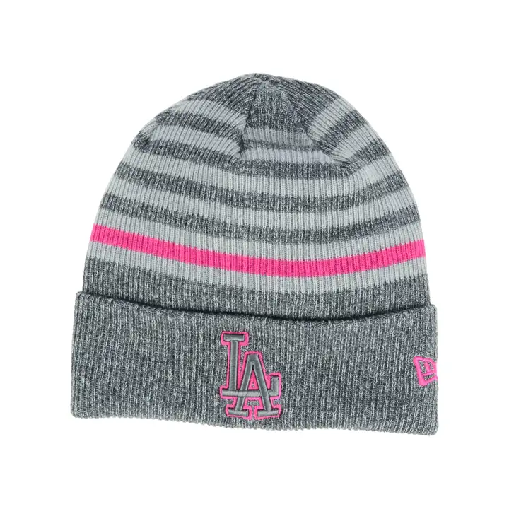 LOS ANGELES DODGERS MLB Bonnet en maille à revers rayé gris/rose