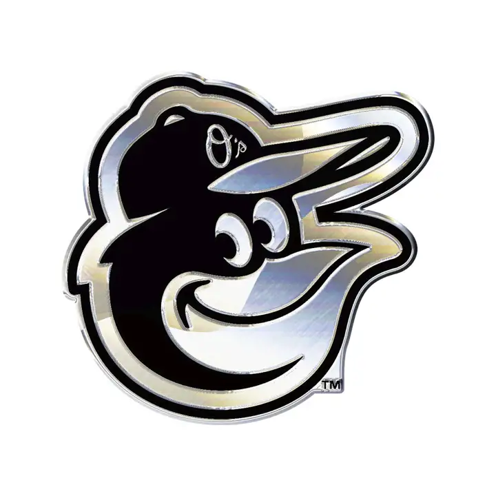 Emblème métallique automobile BALTIMORE ORIOLES Argent/Noir