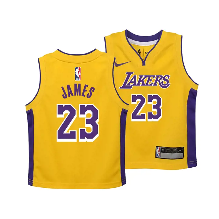 Maillot Swingman Enfant Lakers NBA LeBron James violet/or