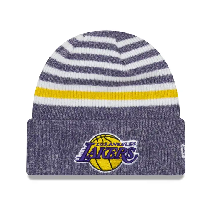 LOS ANGELES LAKERS NBA Bonnet à revers rayé PUR/WHT
