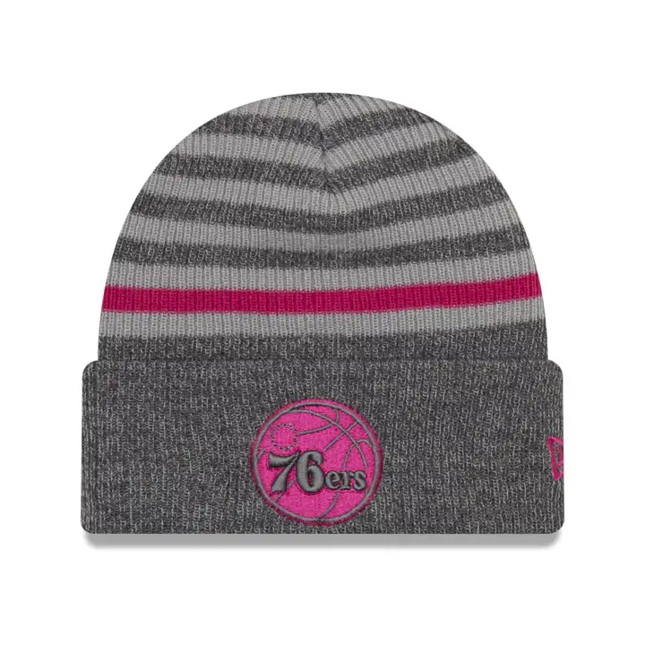 PHILADELPHIA 76ERS NBA Bonnet à revers rayé MB GRIS/ROSE