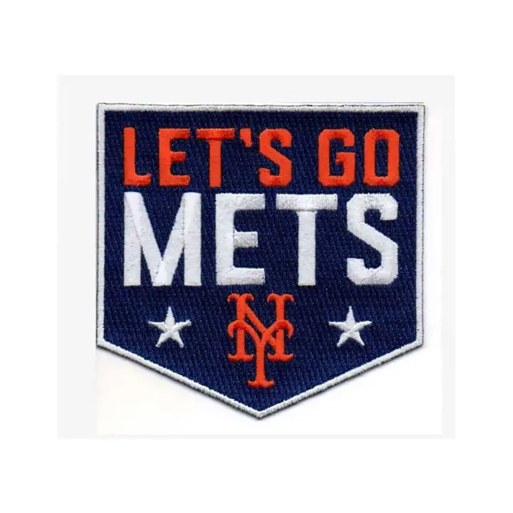 "Écusson de Fan MLB des Mets de New York \"Let's Go\" BLEU/BLANC/org"