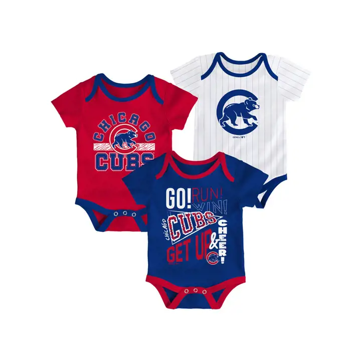 Ensemble de 3 pièces pour nouveau-né Chicago Cubs MLB, modèle Rookie, taille 19, bleu royal/rouge/blanc